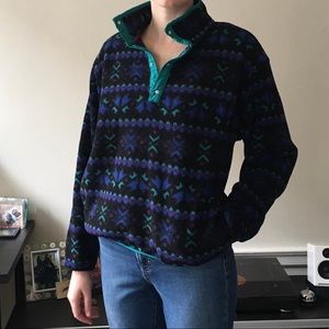 L.L. Bean Vintage Fleece snap Sweatshirt, Med